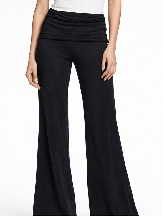 Om girl Pants - Fold-Over Waist yoga Pants - Black